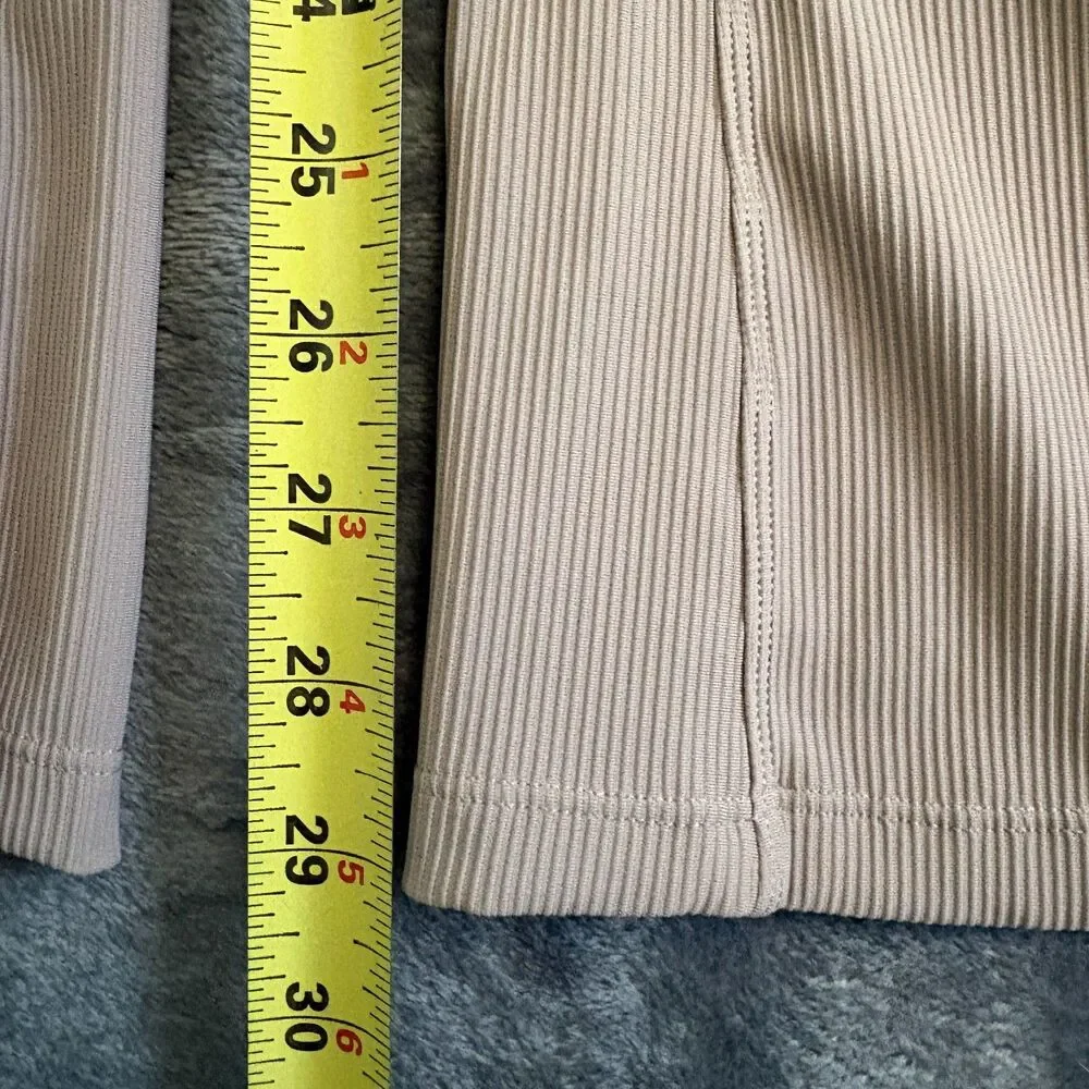Lululemon Brushed Softstreme Ribbed Zip Hem Flared Pants Taupe Beige 6